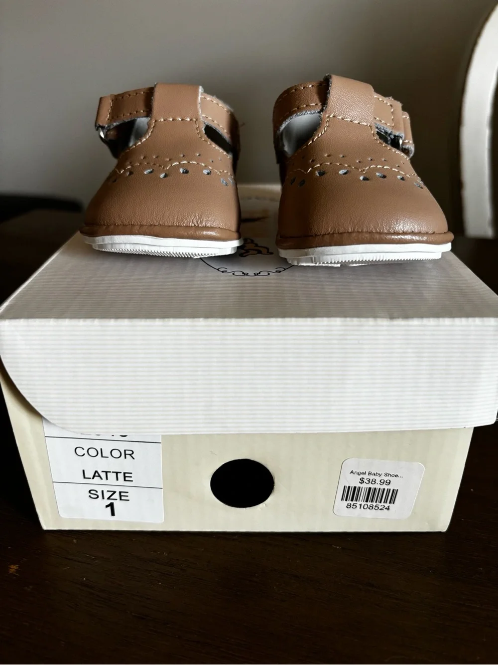 L'Amour Tan Mary Jane Baby Shoes